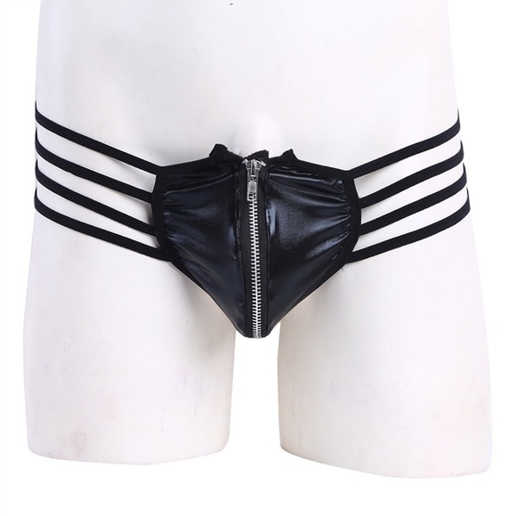 Other - Black Faux Leather Multistrap Thong
